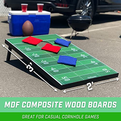 GoSports Portable Cornhole Sets, 8 Styles – Choose 4 x 2 ft or 3 x 2 ft - Boards Include 8 Bean Bags, Travel Case, and Game Rules - style: 3 x 2 ft Football