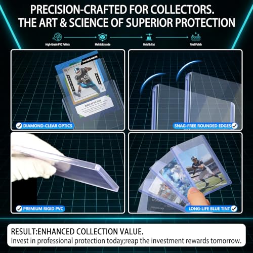 DEDC 200 Toploader and Penny Sleeves Bundle - 3" x 4" Rigid Hard Sleeves & Acid-Free Soft Card Sleeves for 55pt Thickness Sports Cards - Ultra Clear Collectible Trading Card Protectors - size: 55pt