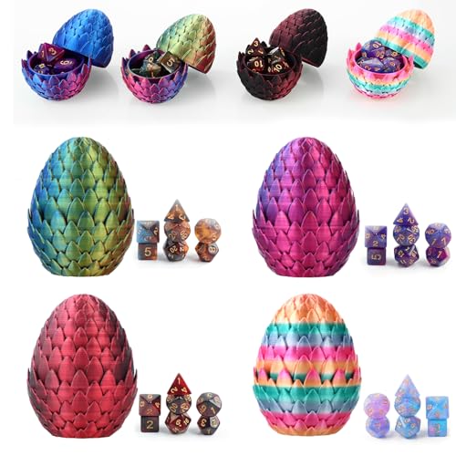 4pcs DND Dice Set (28 Pieces) & 3D Printed Dragon Egg | Polyhedral Dice Set with Gift Box, Fidget Decor, Ideal for DND MTG RPG Tabletop Games & Party Favors - color: Gradient-a