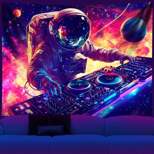 NYZE Blacklight Tapestry Music Wall Tapestry Space Art Colourful Design Tapestries for Hip Hop College Dorm Room Bedroom Wall Decor 79in×59in - color: Astronaut G, size: 79"L x 59"W