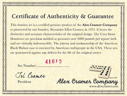 Alex Cramer 'Cabin Club' Classic Domino Set with Black Walnut Case - Premium Quality 28 Indestructible Double Six Dominoes (Double 6 Dominos Set)