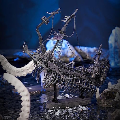 Piececool 3D Puzzles for Adults, Sea Ghost Pirate Ship DIY 3D Watercraft Metal Model Building Kits, Difficult 3D Puzzles for Family Time, Great Christmas Birthday Gifts - color: Sea Ghost