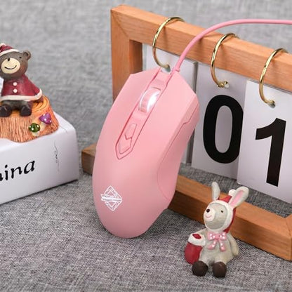 Lomiluskr AJ52 RGB Wired Gaming Mouse, 7 Programmable Buttons, Computer Mice with RGB Lighting, 200-4800 DPI Adjustable, for PC/Laptop (Pink) - color: Pink