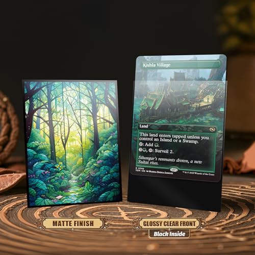 MTG Card Sleeves - Forest- Ultra Clear Front & Matte Finish Back, 100 Count Standard Size Matte Art Sleeve for Magic The Gathering