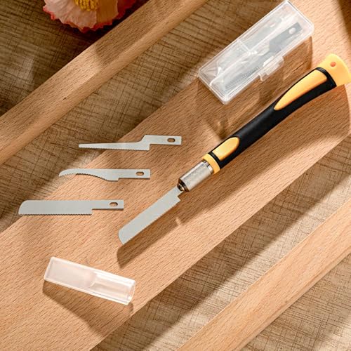 Honoson Mini Hand Saw Model Tools Small Hobby Saw Blades Kit with 9 Tiny Razor Hacksaw Blades for Miniatures, Modeling, DIY Crafts, Plastic Models, Wood(Yellow,Style 2) - color: Yellow, style: Style 2