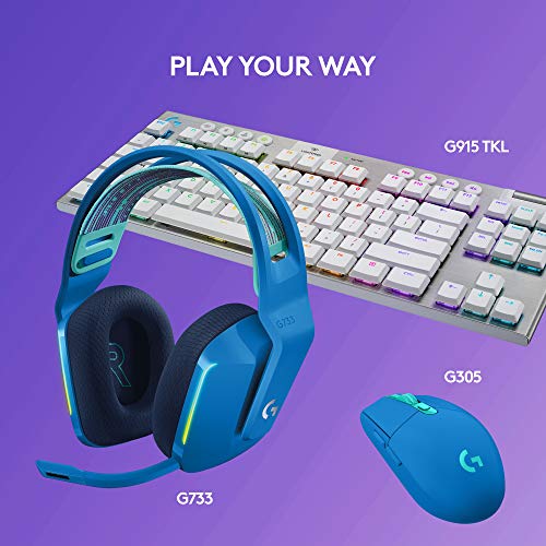 Logitech G733 Lightspeed Wireless Gaming Headset - Blue | Suspension Headband, LIGHTSYNC RGB, Blue VO!CE mic Technology, PRO-G Audio Drivers - color: Blue