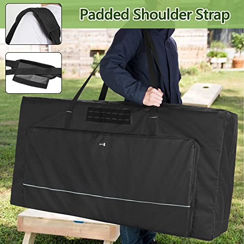 GOBUROS Cornhole Board Carrying Case 4' x 2' Fits Regulation Size, Only Bag | Cornhole Carry Bag with Front Sandbag Pockets, Corn Hole Storage Bag Two-Ways Zipper and Padded Shoulder Strap