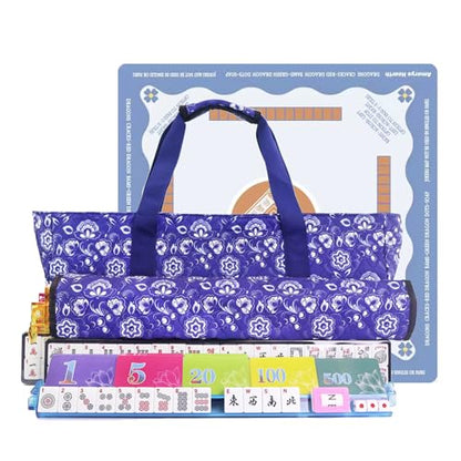 American Mahjong Game Set, Portable Carrying Bag,Acrylic 160 Tiles,Western Mahjong Tiles Set,Complete Ma Jong Set (Ivory) - color: Ivory