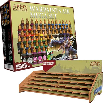 The Army Painter, Warpaints Air Mega Set Combo, 60 x 18 ml | Colori acrilici per aerografo, 9 metallici, 1 fluo e 1 stazione di pittura, per DnD e Warhammer - color: Warpaints Air Mega Set Combo