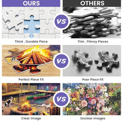 500 Pieces Dog Puzzles for Adults, Evening Bonfire Puzzle for Adults Seniors, Retro Style Puzzle 500 Pieces, Gift for Birthday, Home Decor, Fun for Family Entertainment(20.5 * 15 in) - style: Evening Bonfire