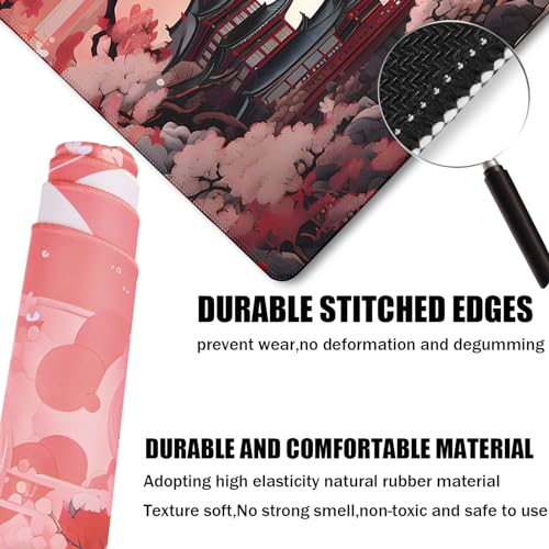 Japanese Large Gaming Mouse Pad with Stitched Edges, 31.5" x 15.7" Large Extended Computer Pad, Mouse Pad Protector with Non-Slip Waterproof Rubber Base for Laptop Office Accessories, Sunset - color: Sunset