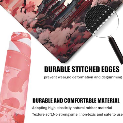 Japanese Large Gaming Mouse Pad with Stitched Edges, 31.5" x 15.7" Large Extended Computer Pad, Mouse Pad Protector with Non-Slip Waterproof Rubber Base for Laptop Office Accessories, Sunset - color: Sunset