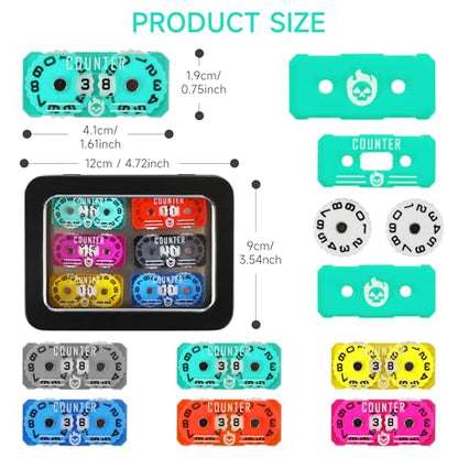 6PCS Life Counter with Metal Box, Health Tracker Life Counters Double Dials for Magic Card Games Accessories, Compatible with RPG D&D CCG TCG Tabletop Board Games - color: B Color Matching-6pcs