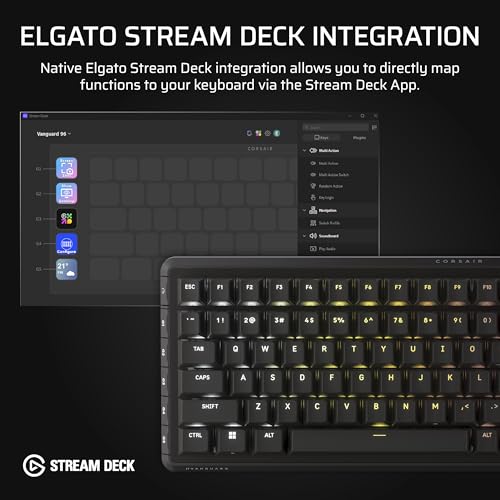 Corsair Vanguard 96 Wired Mechanical Gaming Keyboard – 96% Layout, MLX Plasma Linear Switches, 8000Hz Polling, LCD Display, Virtual Stream Deck, G-Keys, SOCD Flashtap, QWERTY US – Black - style: Linear Plasma Switches