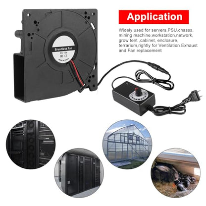 UMLIFE 1 Set PC Fans 120mm (120mm x 32mm) with Variable Speed Controller 3V to 12V, Axial Computer Fan with AC Plug 110V 120V 220V, Vent Fan for PC Cooler Biltong Box Cabinet Receiver Xbox DVR