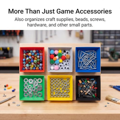 Board Game Token Trays – Stackable Plastic Game Piece Organizers, Dice, Cubes, Coins & Components – Color Coded Tabletop Gaming Accessory for Family Game Night, RPG & Strategy Games (6)