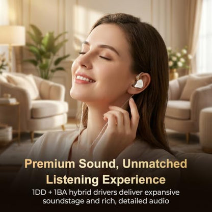 in Ear Monitor Headphones Hybrid 1BA+1DD HiFi Deep Bass IEM Earphones White | Hybrid Banlance Armature with Dynamic in Ear Headphones IEM Earphones Gaming Earbuds no Mic - color: QT820-White no Mic