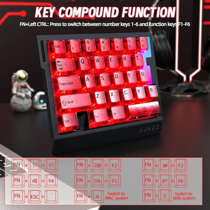 A.JAZZ AK029 Wired 29 Keys One-Handed RGB Gaming Keyboard with 8000HZ,0.01mm RT Magnetic Switches Adjustable Actuation,Hotswappable Mechanical Keyboard,Aluminum Plate,Web Driver for Gamers-Red - color: Red Transparent