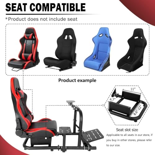 Supllueer Racing Simulator Cockpit Upright Stable Fit for Logitech G27 G29 G920 G923,for Thrustmaster T300RS F458 T500R,for Fanatec, 50mm Round Tube Racing Wheel Stand without Wheel Pedal Shifter Seat