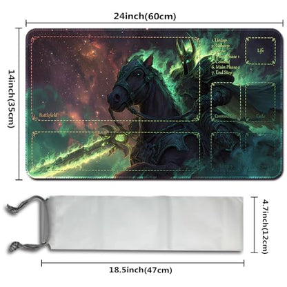 MTG Playmats(Stitched) 14x24in Compatible for OCG CCG RPG TCG Playmats with Card Zones Storage Bag (Apocalypse Knight-with Zone) - color: Apocalypse Knight-with Zone
