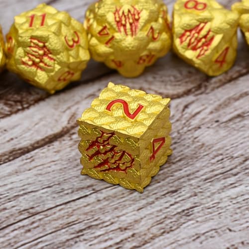 Dragon Scale Metal Dice Set-Dragon Claw,with Gift Metal Box for TTRPG Tabletop Gaming,Dungeon Masters,RPG Adventures(Yellow) - color: Yellow
