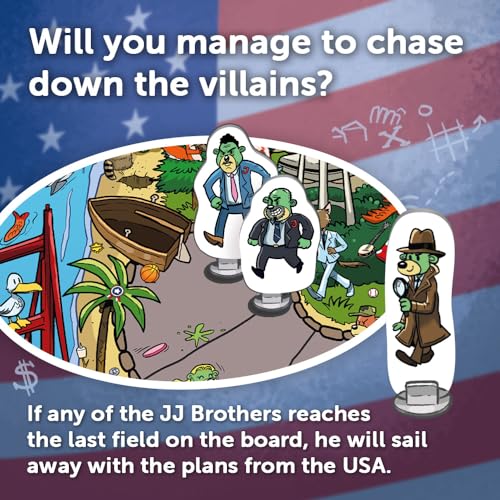 Trefl Spy Guy USA Cooperative Detective Game, Family Board Game, Huge Cartoon Board, US Monuments and Symbols, for Adults and Children Aged 5 and Over