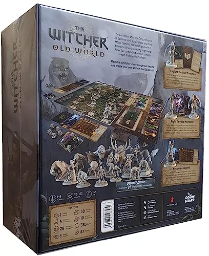 The Witcher Old World Deluxe Edition Board Game - Fantasy & Adventure Strategy Game for Adults, Ages 14+, 1-5 Players, 90-150 Min Playtime, Made by Go On Board