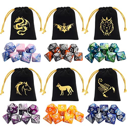 CiaraQ Polyhedral Dice Set - DND Role Playing Dice | Acrylic RPG Dice for Dungeons and Dragons MTG Table Games, Multi-color, 42pcs - color: Multi-color
