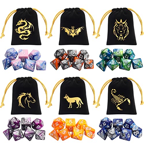 CiaraQ Polyhedral Dice Set - DND Role Playing Dice | Acrylic RPG Dice for Dungeons and Dragons MTG Table Games, Multi-color, 42pcs - color: Multi-color