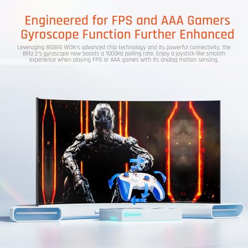 Black Shark BIGBIG WON BLITZ2 Wireless Controller, 16 Fully Mechanical Micro Switch, 2000Hz Report Rate, Carbon Film Joystick, PC Controller for PC/Switch/iOS/Android - color: Blue