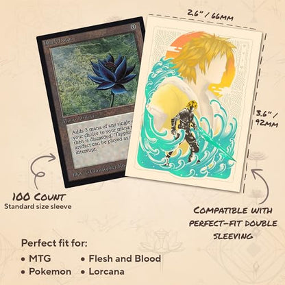 Great Wave Blitzball Hero - MTG Card Sleeves, 104ct, Standard Size, Smooth | Double Sleeving Compatible, Smudge Resistant Matte Back, Compatible with Standard 66x92mm TCG and Magic The Gathering Cards. - color: Great Wave Blitzball Hero
