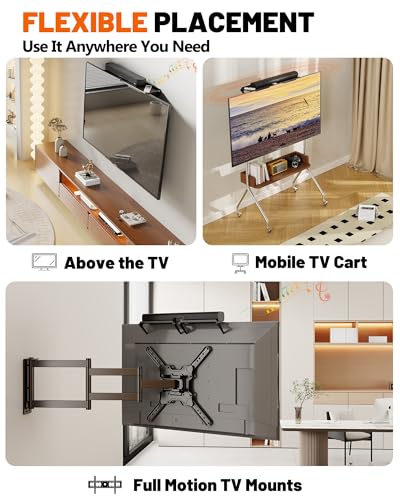 No Drilling Soundbar Mount, TV Top Shelf Fits Most Soundbars up to 12 lbs, Universal Monitor Shelf-Sound Bar Mounts, Sound Bar Shelfs Above TV for Flat Screen TVs,No TVs Disassembly, 23.6x4.4inch