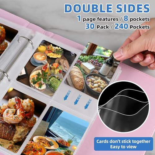 640 Pockets 4 Pocket Card Sleeves,Double-Sided 4 Pocket for 3 Ring Binder, Fit 2.5x3.5 Cards, 80 Sheets A5 Binder Sleeves,Top Loading Page Protector, Ultra Clear for Photos, Postcards, Trading Cards - size: 80