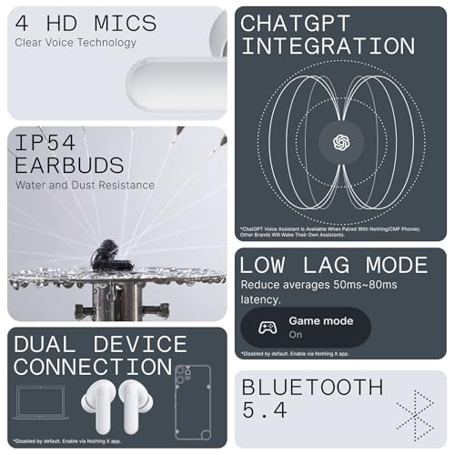 CMF Buds 2a Wireless Earbuds Active Noise Cancelling 42dB Hybrid ANC Bluetooth Headphones, 12.4mm Dynamic Driver for Big Bass, 4 Mic Clear Call, Sport Ear Buds for iPhone, Android, Light Grey - color: Light Grey