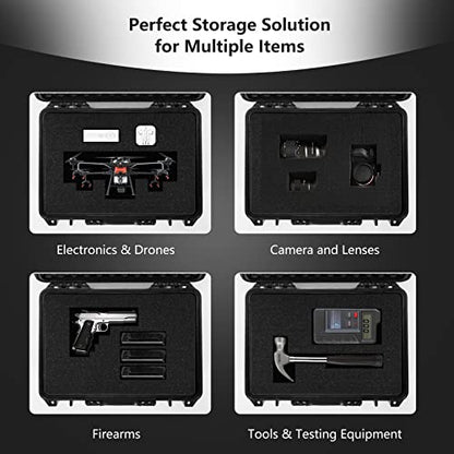 COSTWAY Waterproof Hard Case, 22-Inch Multi-Purpose Small Camera Dry Box with DIY Customizable Foam Insert, IP66 Rated Dustproof Shockproof, Portable Protective Case for Electronics, Drones, Black | DIY Customizable Foam Insert, IP66 Rated Dustproof Shock