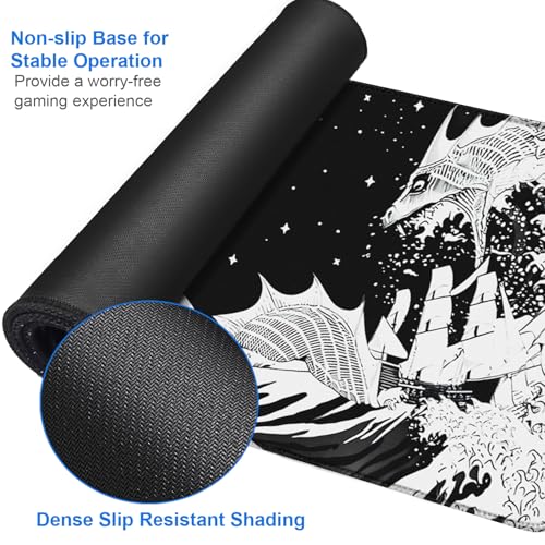 Gaming Mouse Pad, 31.5x15.7 inch Large Extended Computer Keyboard Mouse Mat, Water Resist Non-Slip Mousepad Rubber Base Long XXL Desk Mouse Pad for Gaming, Office & Home, Dragon - color: Dragon, size: 31.5L x 15.7W inches