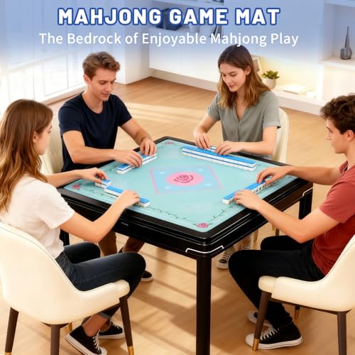 Mahjong Mat | Non-Slip Gaming Mat with Noise Reduction 31.5x31.5 Inch Large for Mahjong, Poker, Board & Card Games, Dominoes | Rosy Dream - style: Rosy Dream