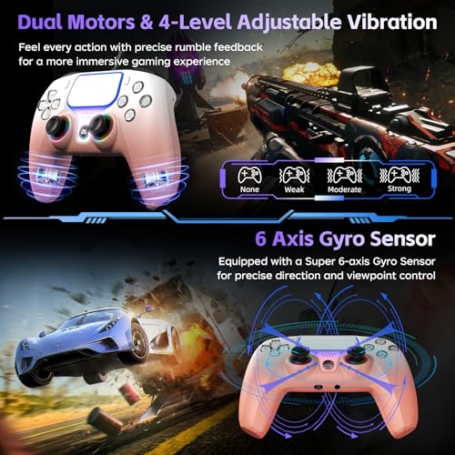 DOYO Wired PS5 Controller, Gaming Controller for PlayStation 5, PC/Steam, PS4 with Dual Vibration, Turbo, Hall Effect Trigger, 3.5mm Audio Jack, 6-Axis Motion Control Gamepad - color: Rose Gold-Wried