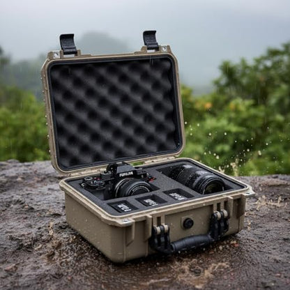 MEIJIA All Weather IP67 Waterproof Hard Camera Case,Hard Protective Case,Hard Case with Customizable Foam,Fit Use of Drones,Camera,Equipments,Pistols(Desert Tan,13.35 x11.63x5.98inches) - color: Desert Tan, size: 13.35 x11.63x5.98inches