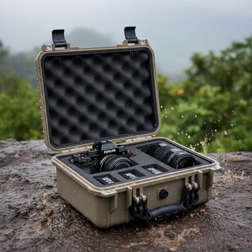 MEIJIA All Weather IP67 Waterproof Hard Camera Case,Hard Protective Case,Hard Case with Customizable Foam,Fit Use of Drones,Camera,Equipments,Pistols(Desert Tan,13.35 x11.63x5.98inches) - color: Desert Tan, size: 13.35 x11.63x5.98inches