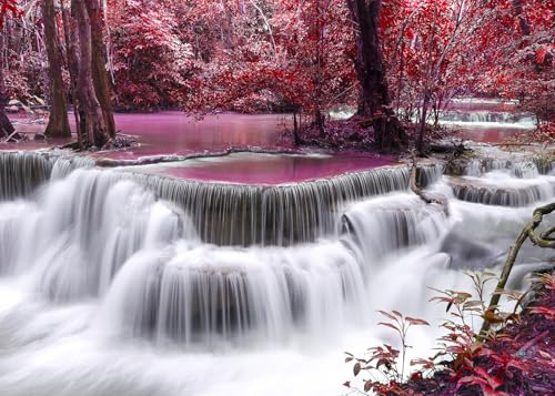 1000 Piece Puzzle for Adults - Forest Waterfall Puzzles for Adults 1000 Pieces, Letters on Back, Nature Landscape Jigsaw Puzzle, Challenging Puzzles for Teens Seniors - 27.6 x 19.7 inches - color: Forest Waterfall