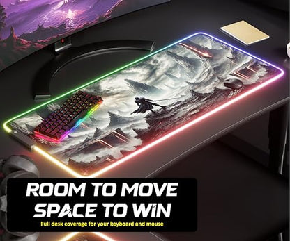 RGB Gaming Mouse Pad Large Extended Desk Mat 35.4x15.7 XXL XXXL Mousepad LED Light Up Keyboard Mat PC Gamer Desk Pad Gaming Accessories Extra Big Mouse Mat for Desk - Shadowlands Odyssey - color: Shadowlands Odyssey
