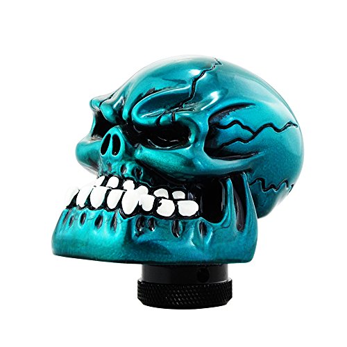 Blue Skull Manual Automatic Gear Shift Knobs - color: Blue