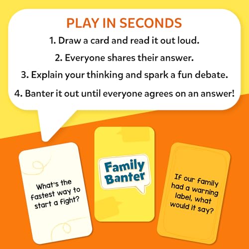 Family Banter Card Game – Fun Conversation Game for Family Game Night | Interactive & Hilarious Card Game with 148 Question Cards, Travel Game for Kids, Teens & Adults, Ages 8, 9, 10 & Up