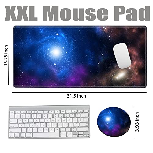 Galaxy Mouse Pad Gaming 31.5x15.75 inch Desk Mat Large Mousepad XXL Extended Computer Mat Non Slip Office Work Home - color: Galaxy, size: 31.5''x15.75''