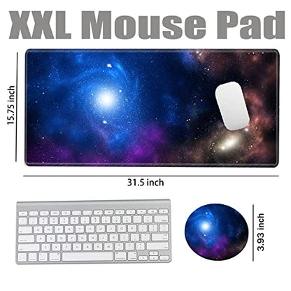 Galaxy Mouse Pad Gaming 31.5x15.75 inch Desk Mat Large Mousepad XXL Extended Computer Mat Non Slip Office Work Home - color: Galaxy, size: 31.5''x15.75''