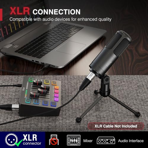FIFINE K669D XLR Dynamic Microphone Metal for Vocal, Recording | Studio Metal Mic for Podcasting, Cardioid Pattern, Streaming Voice-Over Dubbing Video with Audio Mixer/Audio Interface