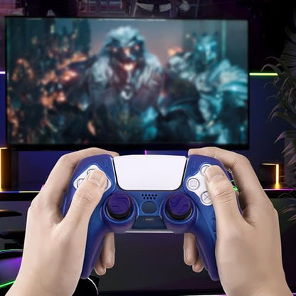 Ergonomic Soft Grip Skin for PS5 Controller, Anti-Slip Silicone Chameleon Controller Cover for PlayStation 5 with 6 Thumb Grips Accessories Set (Chroma Indigo) - color: Chroma Indigo