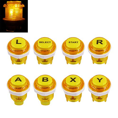 8 PCS Arcade Game LED Push Buttons with Cherry MX Mechanical Keyboard Microswitch Logo X Y Start Select for PC MAME Raspberry Pi yellow - color: Yellow