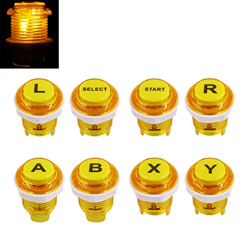 8 PCS Arcade Game LED Push Buttons with Cherry MX Mechanical Keyboard Microswitch Logo X Y Start Select for PC MAME Raspberry Pi yellow - color: Yellow